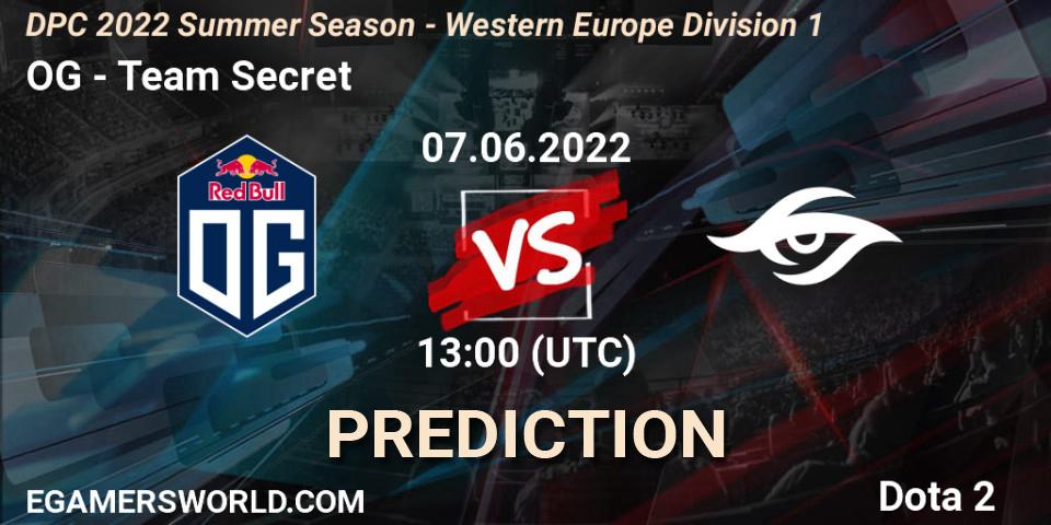 Pronósticos OG - Team Secret. 07.06.2022 at 12:55. DPC WEU 2021/2022 Tour 3: Division I - Dota 2