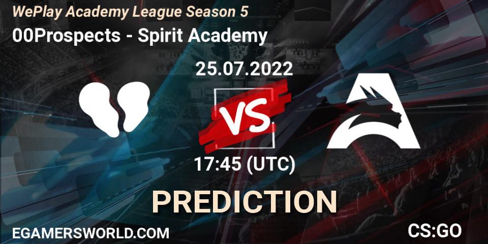 Pronósticos 00Prospects - Spirit Academy. 25.07.22. WePlay Academy League Season 5 - CS2 (CS:GO)