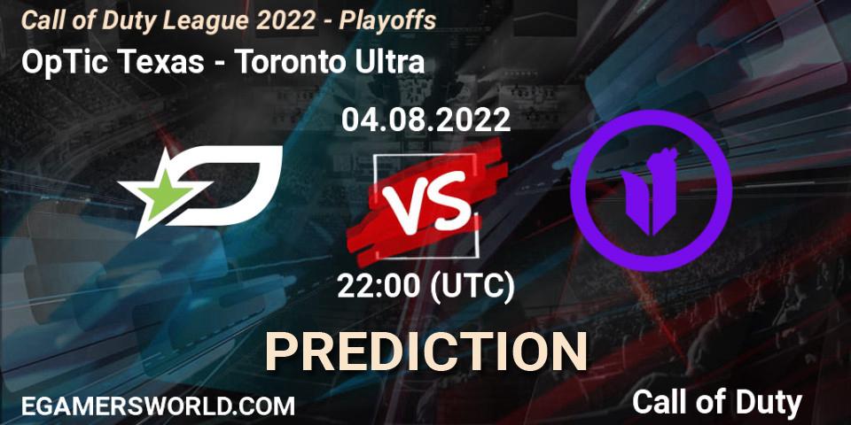 Pronósticos OpTic Texas - Toronto Ultra. 05.08.22. Call of Duty League 2022 - Playoffs - Call of Duty