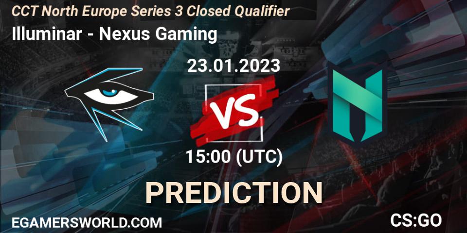 Pronósticos Illuminar - Nexus Gaming. 23.01.2023 at 15:00. CCT North Europe Series 3 Closed Qualifier - Counter-Strike (CS2)
