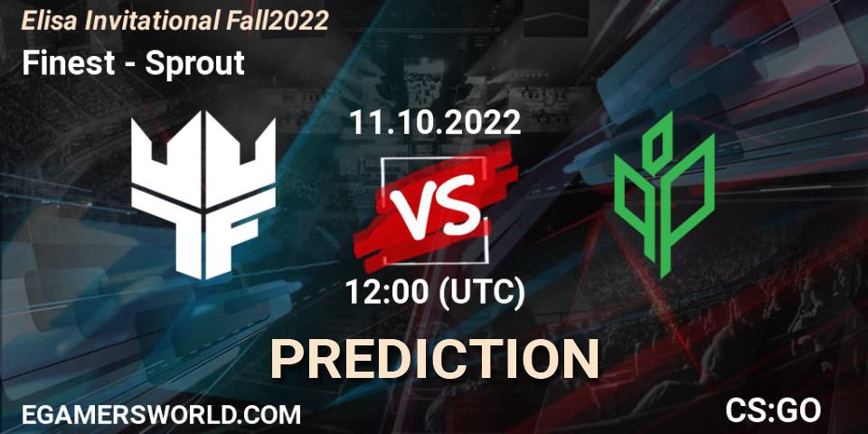 Pronósticos Finest - Sprout. 11.10.2022 at 12:20. Elisa Invitational Fall 2022 - Counter-Strike (CS2)