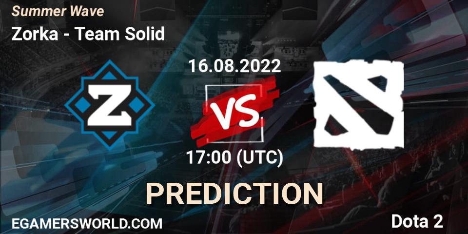 Pronósticos Zorka - Team Solid. 16.08.2022 at 17:14. Summer Wave - Dota 2