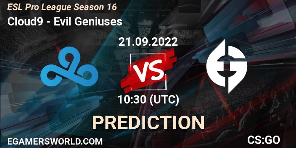 Pronósticos Cloud9 - Evil Geniuses. 21.09.22. ESL Pro League Season 16 - CS2 (CS:GO)