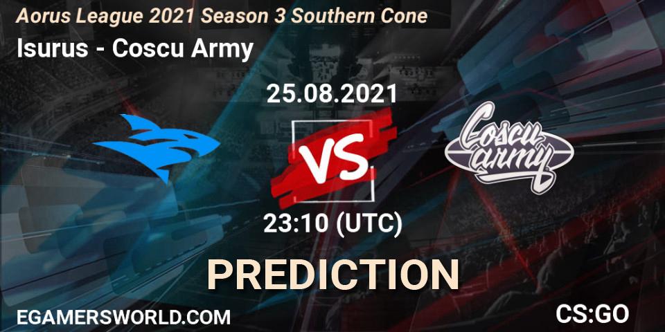 Pronósticos Isurus - Coscu Army. 25.08.2021 at 23:00. Aorus League 2021 Season 3 Southern Cone - Counter-Strike (CS2)