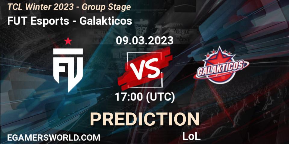 Pronósticos FUT Esports - Galakticos. 16.03.2023 at 17:00. TCL Winter 2023 - Group Stage - LoL