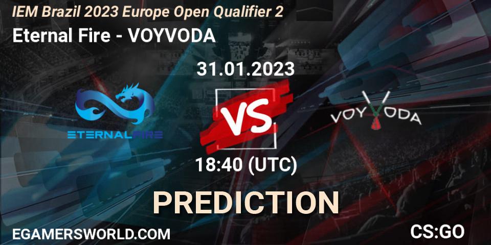 Pronósticos Eternal Fire - VOYVODA. 31.01.2023 at 19:00. IEM Brazil Rio 2023 Europe Open Qualifier 2 - Counter-Strike (CS2)