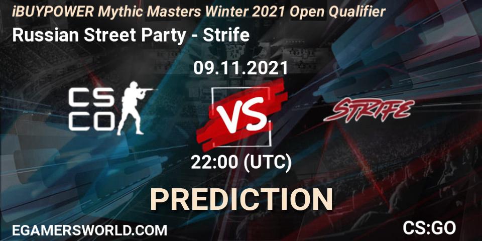 Pronósticos Russian Street Party - Strife. 09.11.2021 at 22:00. iBUYPOWER Mythic Masters Winter 2021 Open Qualifier - Counter-Strike (CS2)