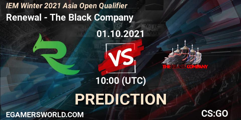 Pronósticos Renewal - The Black Company. 01.10.2021 at 11:30. IEM Winter 2021 Asia Open Qualifier - Counter-Strike (CS2)