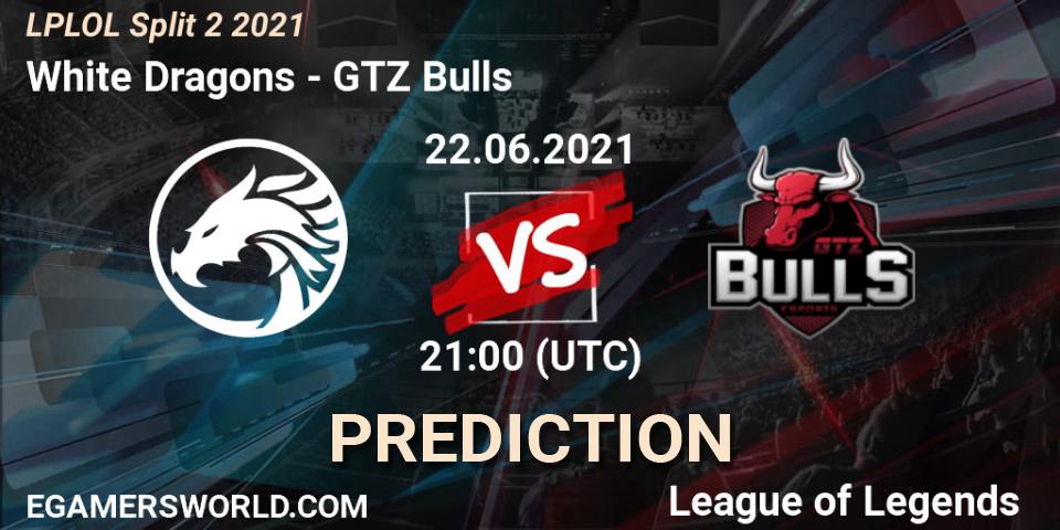 Pronósticos White Dragons - GTZ Bulls. 22.06.21. LPLOL Split 2 2021 - LoL