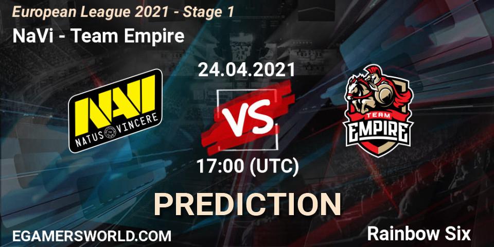 Pronósticos NaVi - Team Empire. 24.04.21. European League 2021 - Stage 1 - Rainbow Six