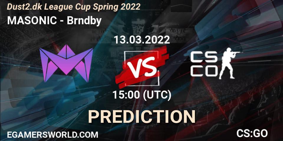 Pronósticos MASONIC - Brøndby eSport. 13.03.2022 at 15:00. Dust2.dk Liga Cup 2022 - Counter-Strike (CS2)