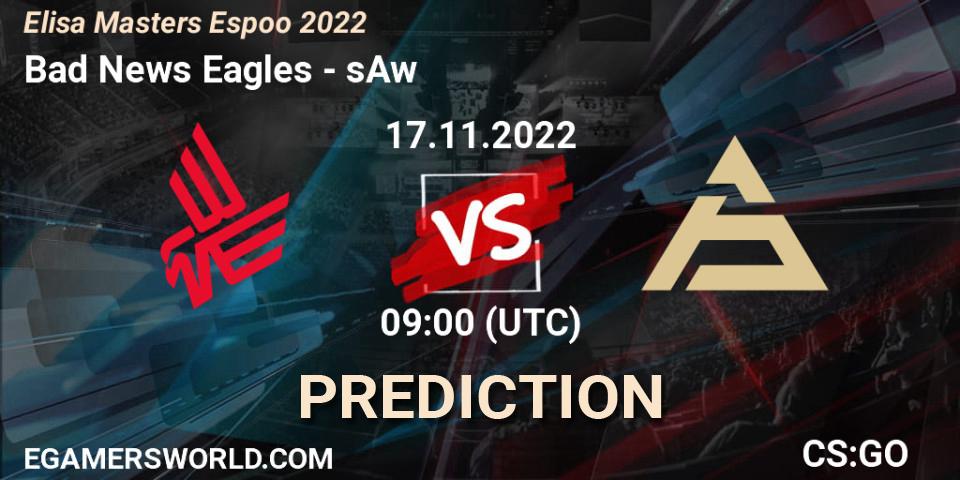 Pronósticos Bad News Eagles - sAw. 17.11.2022 at 09:00. Elisa Masters Espoo 2022 - Counter-Strike (CS2)