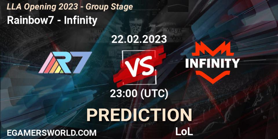 Pronósticos Rainbow7 - Infinity. 23.02.23. LLA Opening 2023 - Group Stage - LoL
