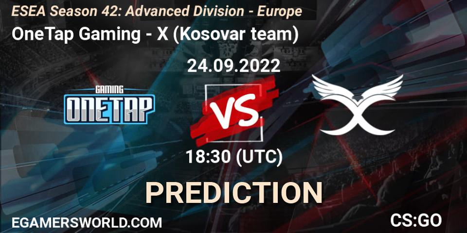 Pronósticos OneTap Gaming - X (Kosovar team). 24.09.2022 at 17:00. ESEA Season 42: Advanced Division - Europe - Counter-Strike (CS2)