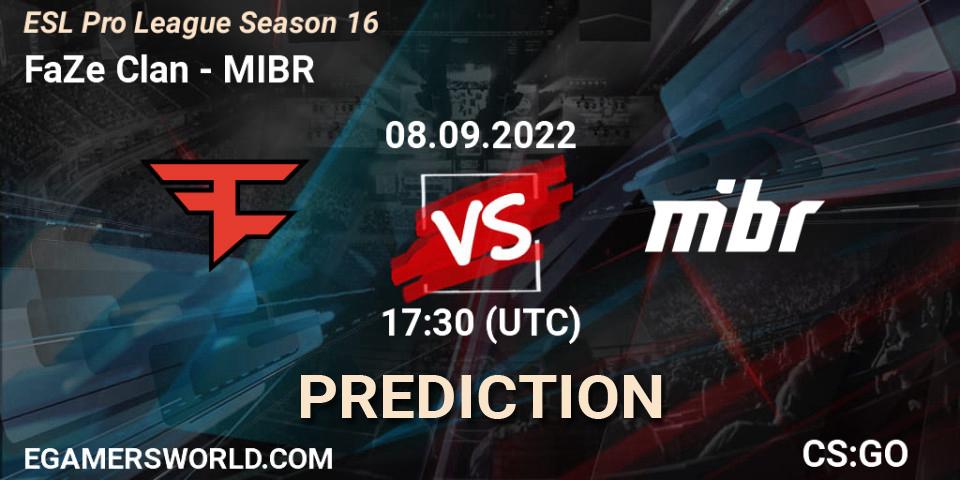 Pronósticos FaZe Clan - MIBR. 08.09.22. ESL Pro League Season 16 - CS2 (CS:GO)