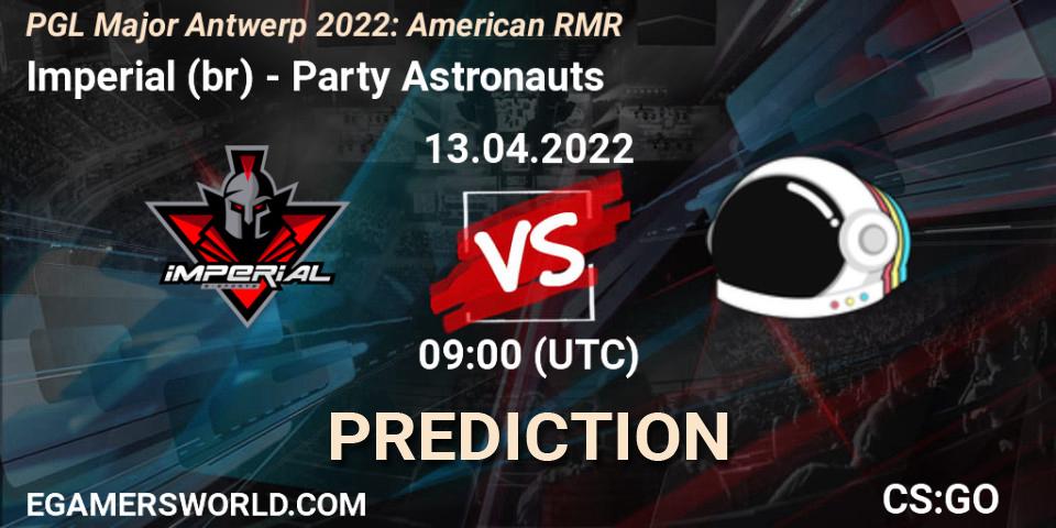 Pronósticos Imperial (br) - Party Astronauts. 13.04.2022 at 09:05. PGL Major Antwerp 2022: American RMR - Counter-Strike (CS2)