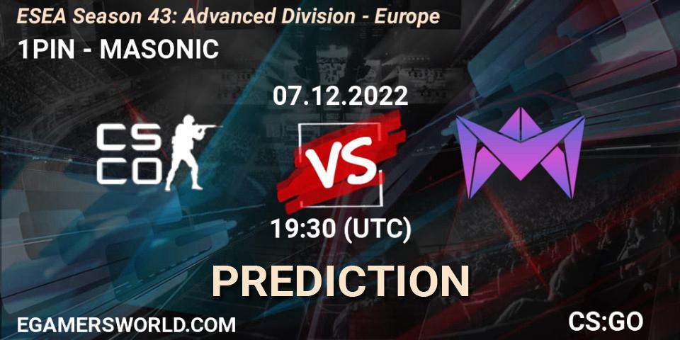 Pronósticos 1PIN - MASONIC. 07.12.22. ESEA Season 43: Advanced Division - Europe - CS2 (CS:GO)