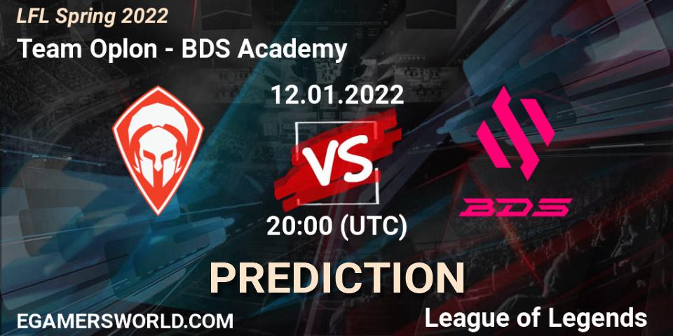 Pronósticos Team Oplon - BDS Academy. 12.01.2022 at 20:20. LFL Spring 2022 - LoL