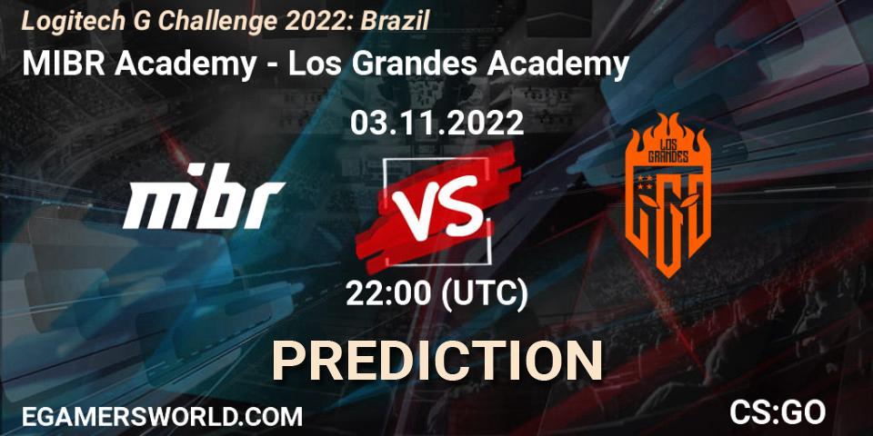 Pronósticos MIBR Academy - Los Grandes Academy. 03.11.2022 at 22:00. Logitech G Challenge 2022: Brazil - Counter-Strike (CS2)