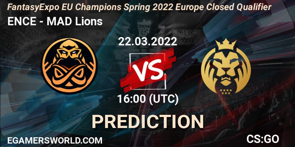Pronósticos ENCE - MAD Lions. 22.03.2022 at 16:00. FantasyExpo EU Champions Spring 2022 Europe Closed Qualifier - Counter-Strike (CS2)