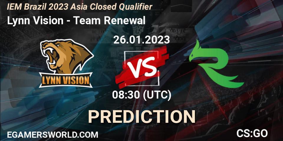 Pronósticos Lynn Vision - Team Renewal. 26.01.2023 at 08:30. IEM Brazil Rio 2023 Asia Closed Qualifier - Counter-Strike (CS2)