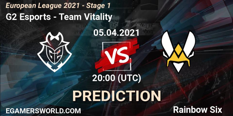 Pronósticos G2 Esports - Team Vitality. 05.04.2021 at 18:30. European League 2021 - Stage 1 - Rainbow Six