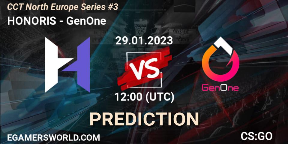 Pronósticos HONORIS - GenOne. 29.01.2023 at 12:00. CCT North Europe Series #3 - Counter-Strike (CS2)
