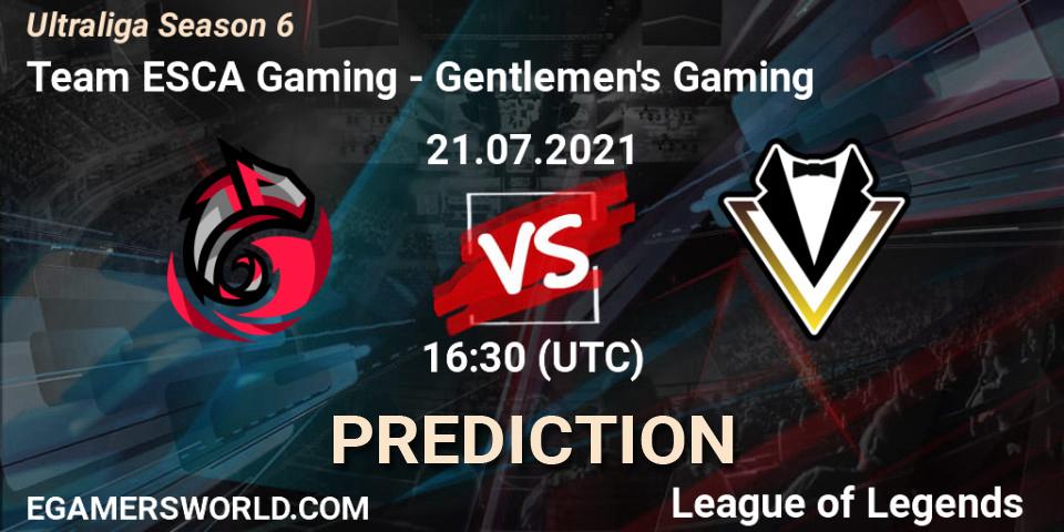 Pronósticos Team ESCA Gaming - Gentlemen's Gaming. 29.06.2021 at 15:30. Ultraliga Season 6 - LoL