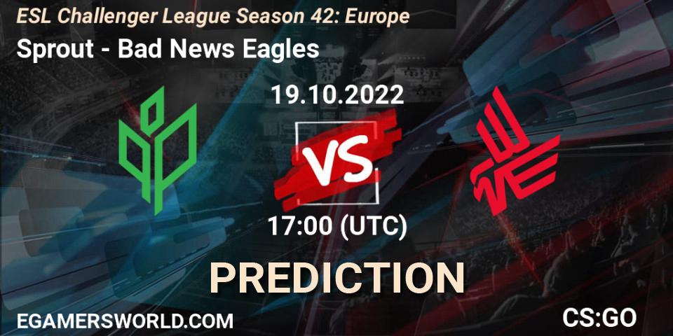 Pronósticos Sprout - Bad News Eagles. 19.10.2022 at 17:00. ESL Challenger League Season 42: Europe - Counter-Strike (CS2)
