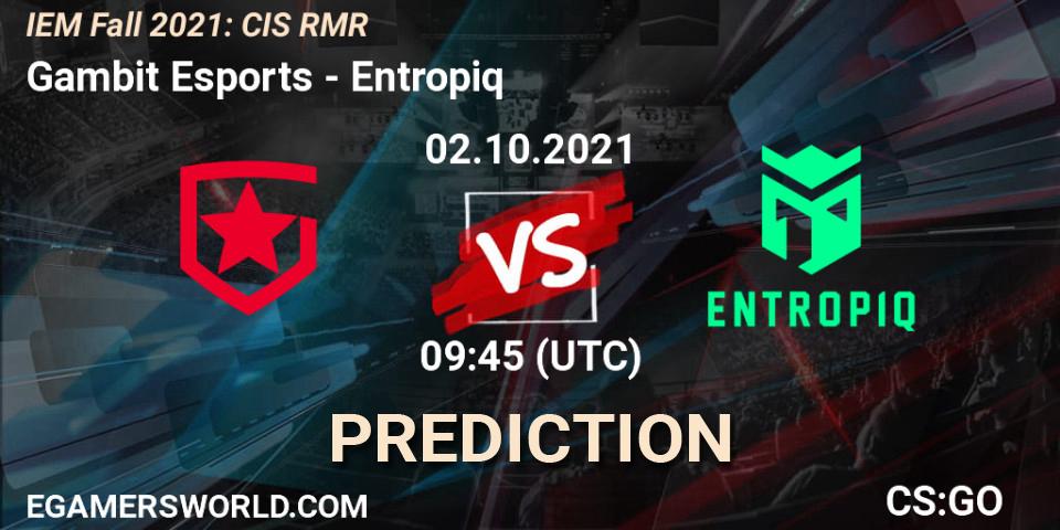 Pronósticos Gambit Esports - Entropiq. 02.10.21. IEM Fall 2021: CIS RMR - CS2 (CS:GO)