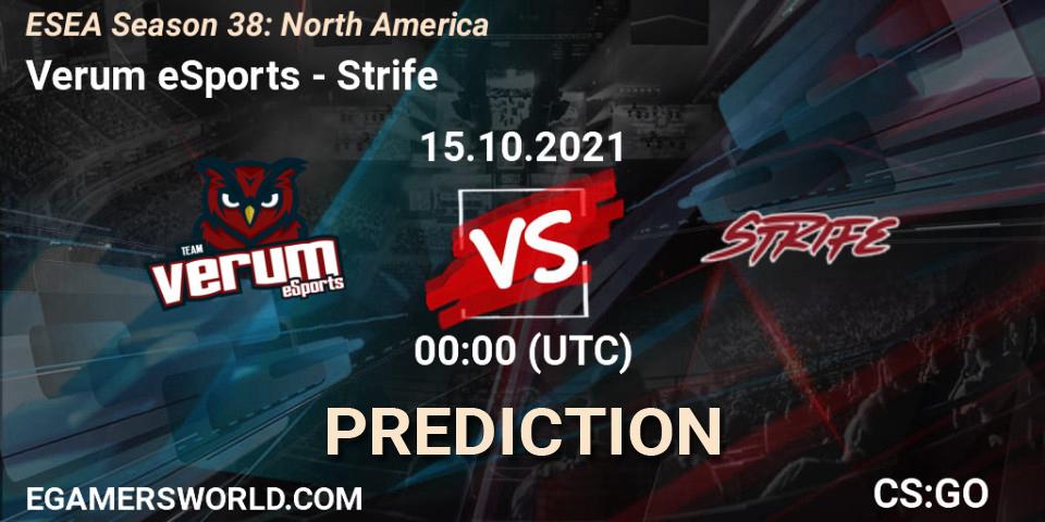 Pronósticos Verum eSports - Strife. 15.10.21. ESEA Season 38: North America - CS2 (CS:GO)