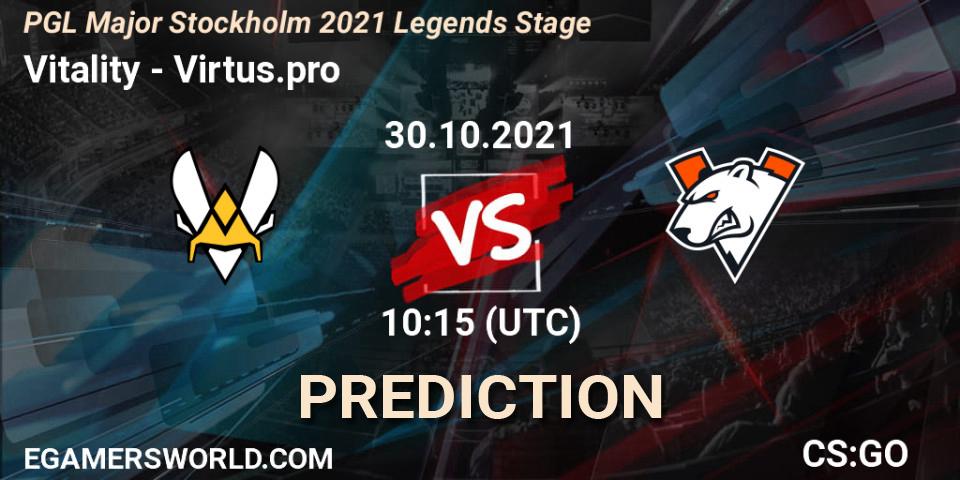 Pronósticos Vitality - Virtus.pro. 30.10.2021 at 12:00. PGL Major Stockholm 2021 Legends Stage - Counter-Strike (CS2)