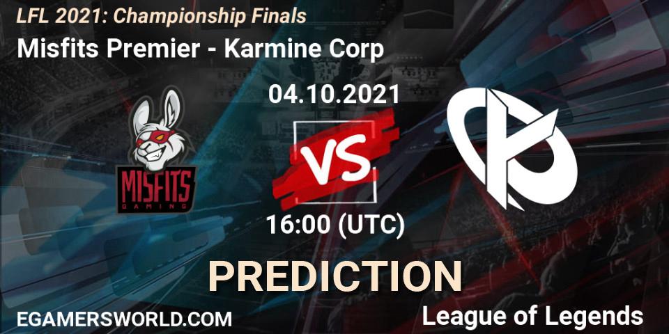 Pronósticos Misfits Premier - Karmine Corp. 04.10.2021 at 16:00. LFL 2021: Championship Finals - LoL