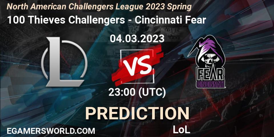 Pronósticos 100 Thieves Challengers - Cincinnati Fear. 04.03.23. NACL 2023 Spring - Group Stage - LoL