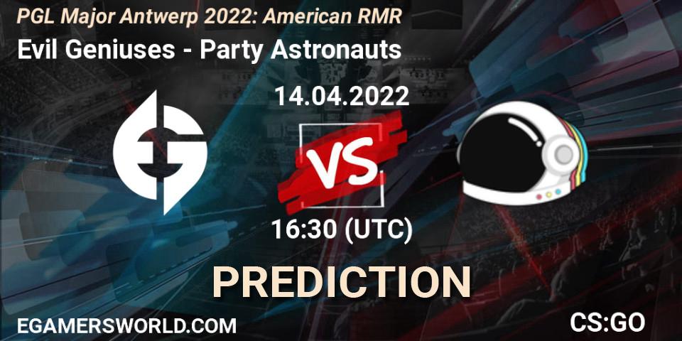 Pronósticos Evil Geniuses - Party Astronauts. 14.04.22. PGL Major Antwerp 2022: American RMR - CS2 (CS:GO)