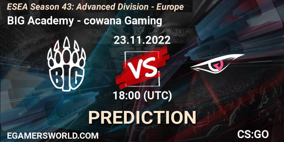 Pronósticos BIG Academy - cowana Gaming. 23.11.22. ESEA Season 43: Advanced Division - Europe - CS2 (CS:GO)