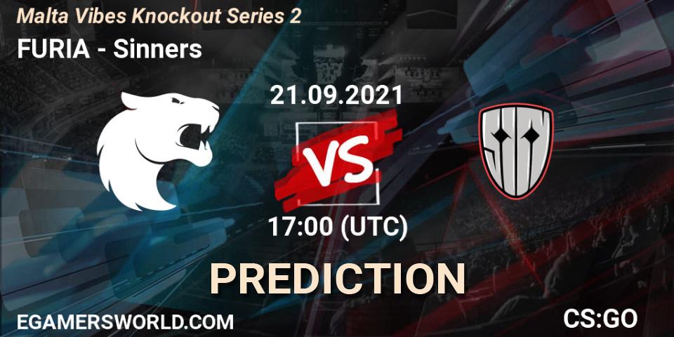 Pronósticos FURIA - Sinners. 21.09.2021 at 17:00. Malta Vibes Knockout Series #2 - Counter-Strike (CS2)