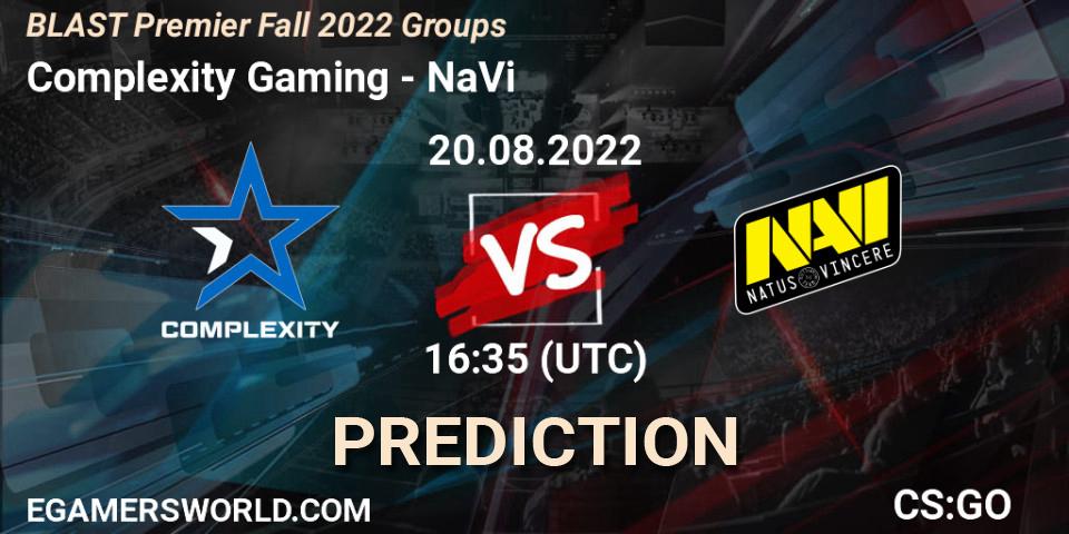 Pronósticos Complexity Gaming - NaVi. 20.08.2022 at 16:35. BLAST Premier Fall 2022 Groups - Counter-Strike (CS2)