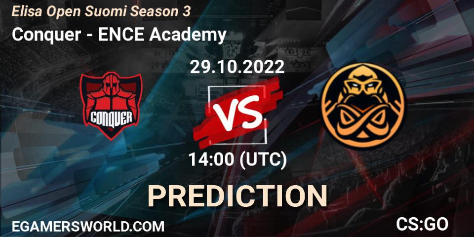 Pronósticos Conquer - ENCE Academy. 29.10.2022 at 14:00. Elisa Open Suomi Season 3 - Counter-Strike (CS2)