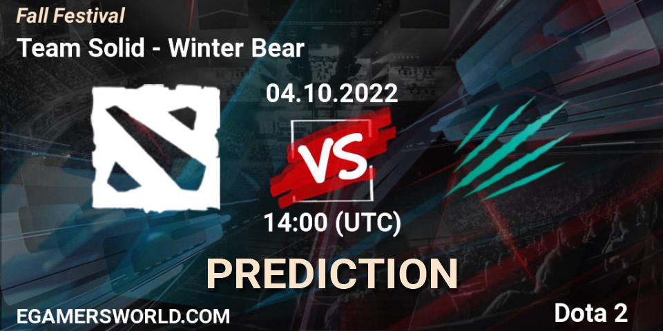 Pronósticos Team Solid - Winter Bear. 04.10.2022 at 14:00. Fall Festival - Dota 2