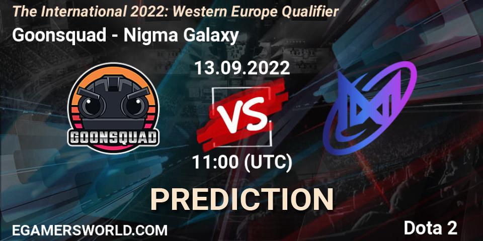 Pronósticos Goonsquad - Nigma Galaxy. 13.09.2022 at 10:10. The International 2022: Western Europe Qualifier - Dota 2