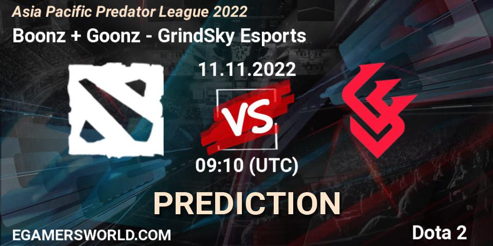 Pronósticos Boonz + Goonz - GrindSky Esports. 11.11.22. Asia Pacific Predator League 2022 - Dota 2