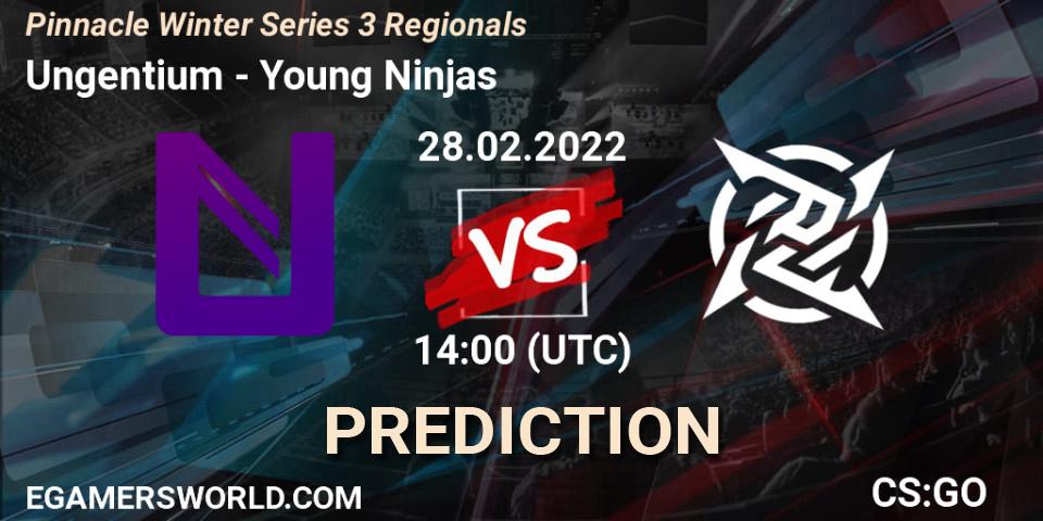Pronósticos Ungentium - Young Ninjas. 28.02.2022 at 14:10. Pinnacle Winter Series 3 Regionals - Counter-Strike (CS2)