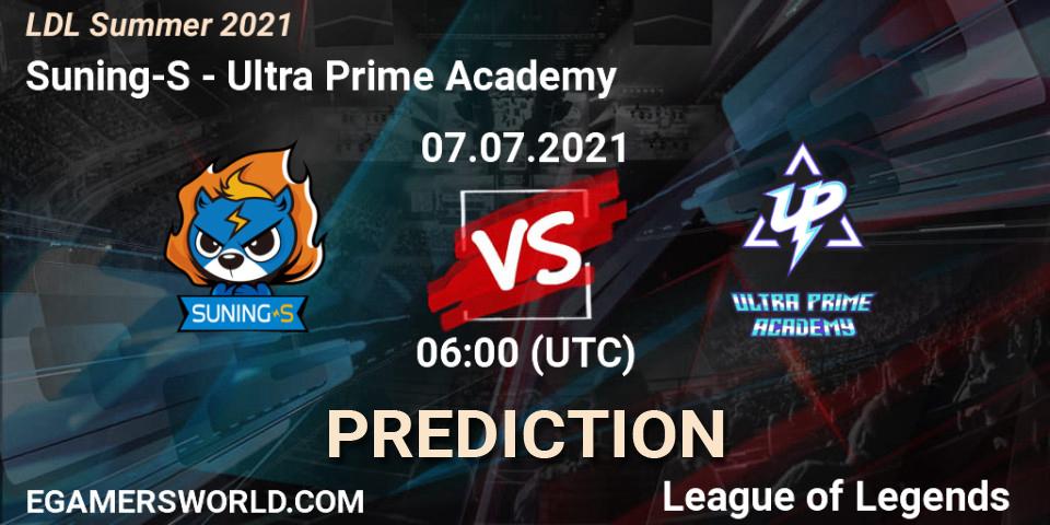Pronósticos Suning-S - Ultra Prime Academy. 07.07.2021 at 06:00. LDL Summer 2021 - LoL