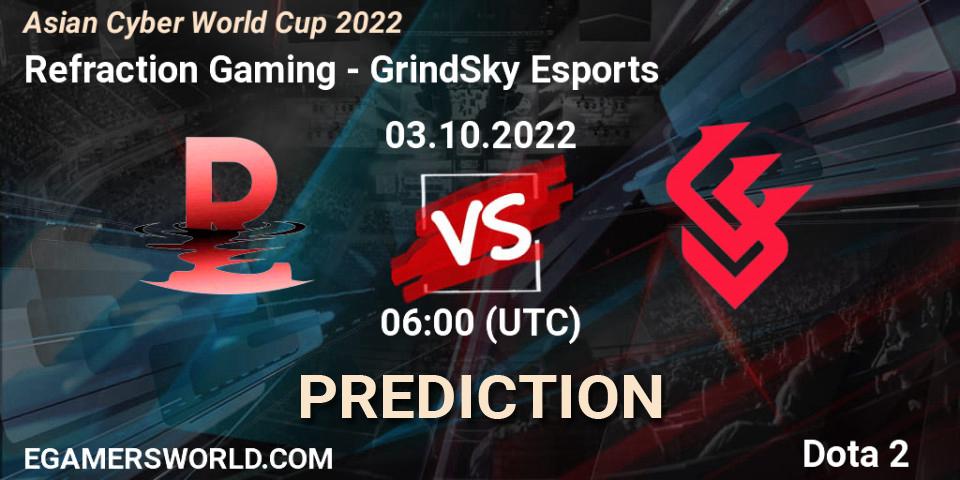 Pronósticos Refraction Gaming - GrindSky Esports. 03.10.22. Asian Cyber World Cup 2022 - Dota 2