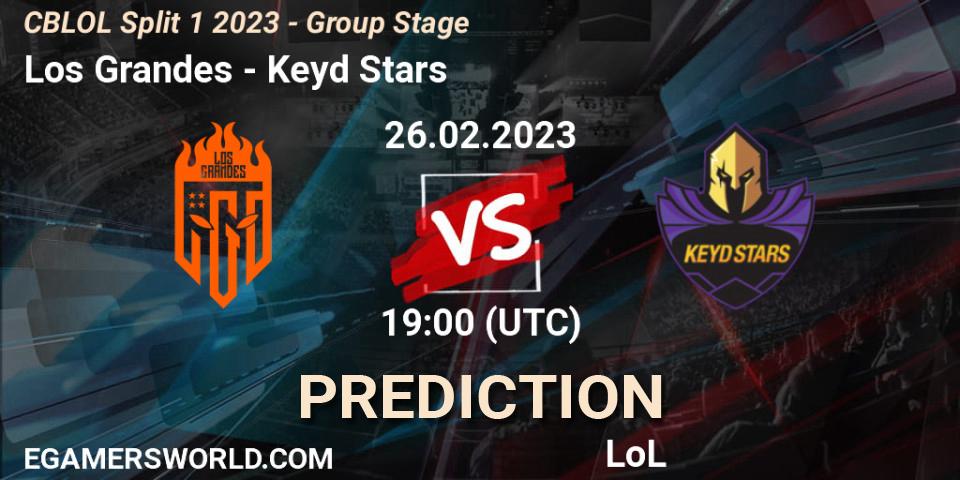 Pronósticos Los Grandes - Keyd Stars. 26.02.2023 at 19:00. CBLOL Split 1 2023 - Group Stage - LoL