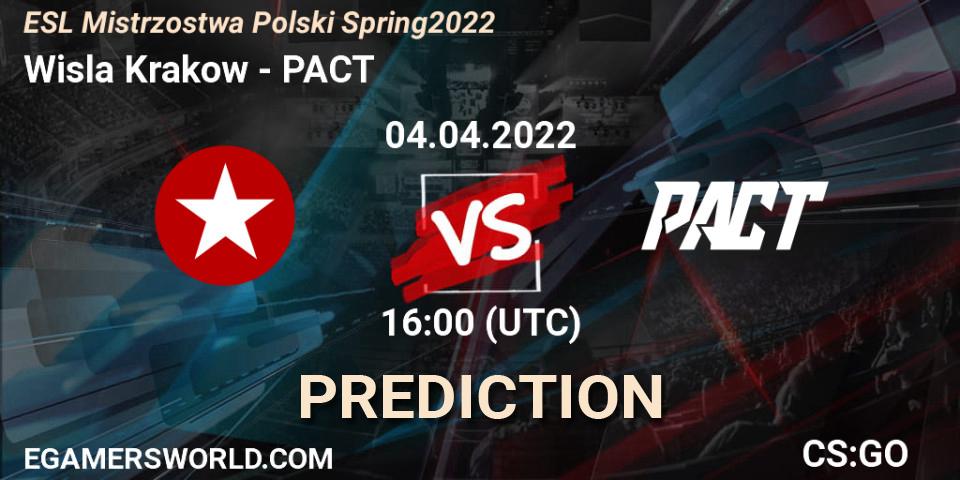 Pronósticos Wisla Krakow - PACT. 04.04.2022 at 16:00. ESL Mistrzostwa Polski Spring 2022 - Counter-Strike (CS2)