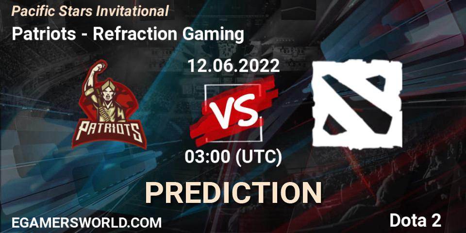 Pronósticos Patriots - Refraction Gaming. 12.06.22. Pacific Stars Invitational - Dota 2
