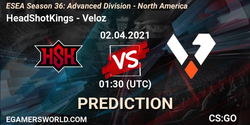Pronósticos HeadShotKings - Veloz. 04.04.2021 at 01:00. ESEA Season 36: Advanced Division - North America - Counter-Strike (CS2)