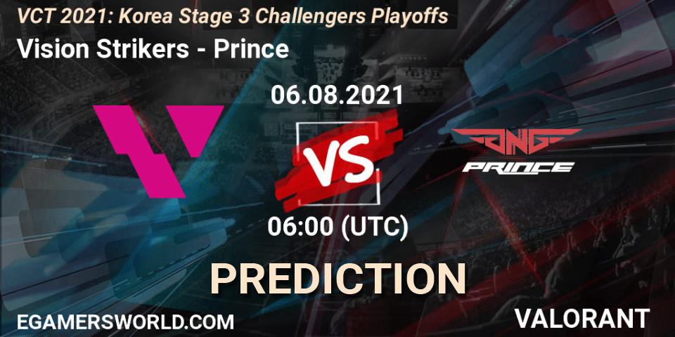 Pronósticos Vision Strikers - Prince. 06.08.2021 at 08:00. VCT 2021: Korea Stage 3 Challengers Playoffs - VALORANT